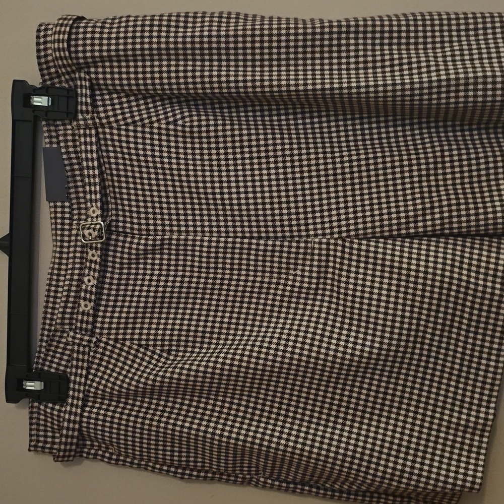 New Worthington Women's Size 12 Brown Black Cream‎ Plaid Belted Shorts